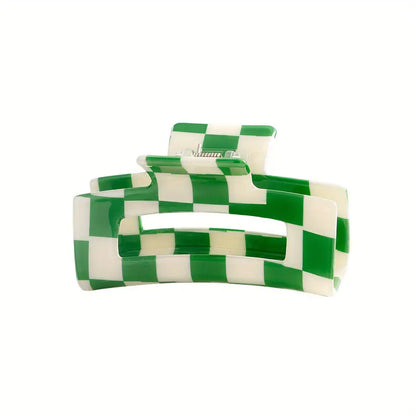 Green Checkered Claw Clip